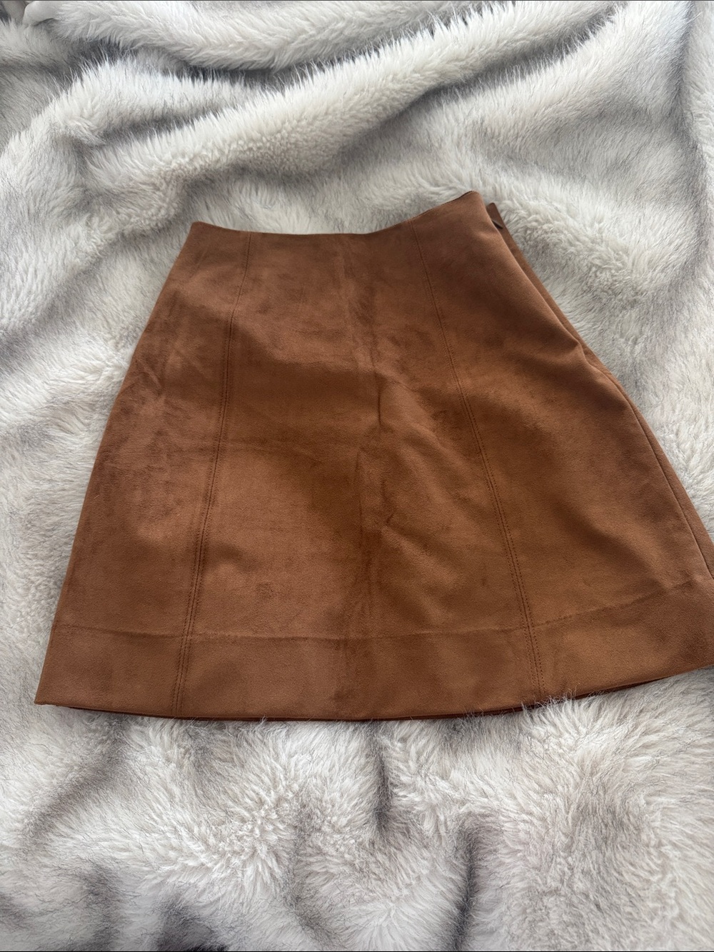 Babaton faux Brown Suede A-Line Women’s Skirt 00